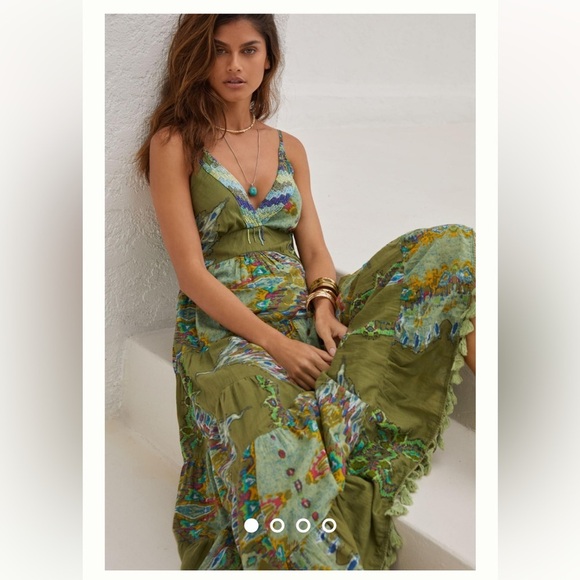 Anthropologie Other - Medium Sleeveless V-Neck Tiered Dress
Barok Paris by Anthropologie Blue & Green